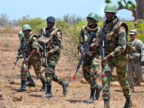 Senegalese troops train with US forces during Western Accord 14 in June 2014.